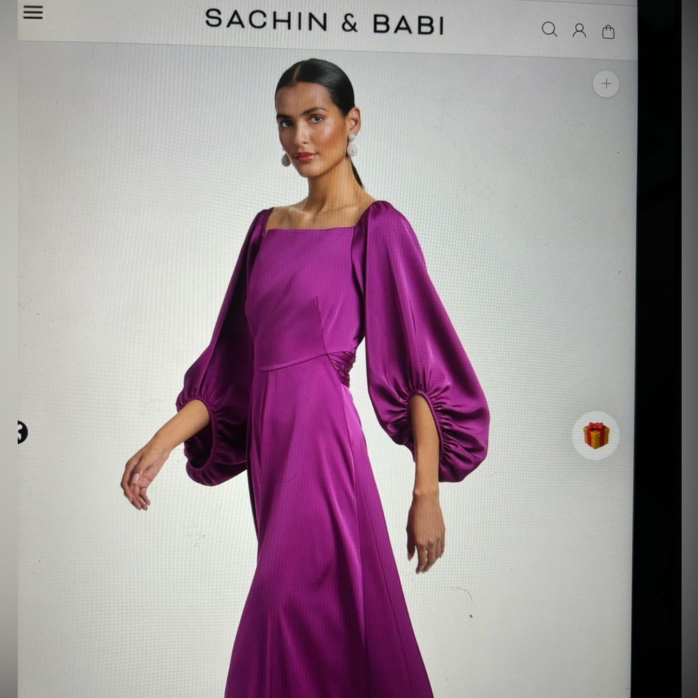 Sachin &Babi  Bryant Dress Sparkling Grape Ballon Sleeves. Satin Crepe gorgeous